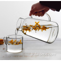 Borosilicate résistant à la chaleur de 1200 ml de verre et ensemble de tasse